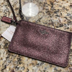 Coach wristlet pink glitter NWT